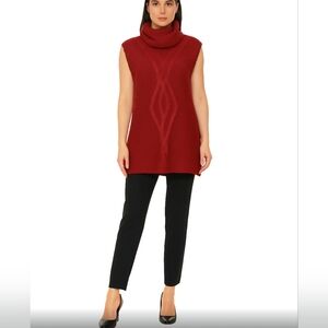 VERTIGO Size Medium Dark Red Wool Sleeveless Pullover Cowlneck Tunic Sweater NWT